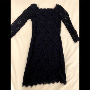 DVF Navy Lace Cocktail Dress - XS